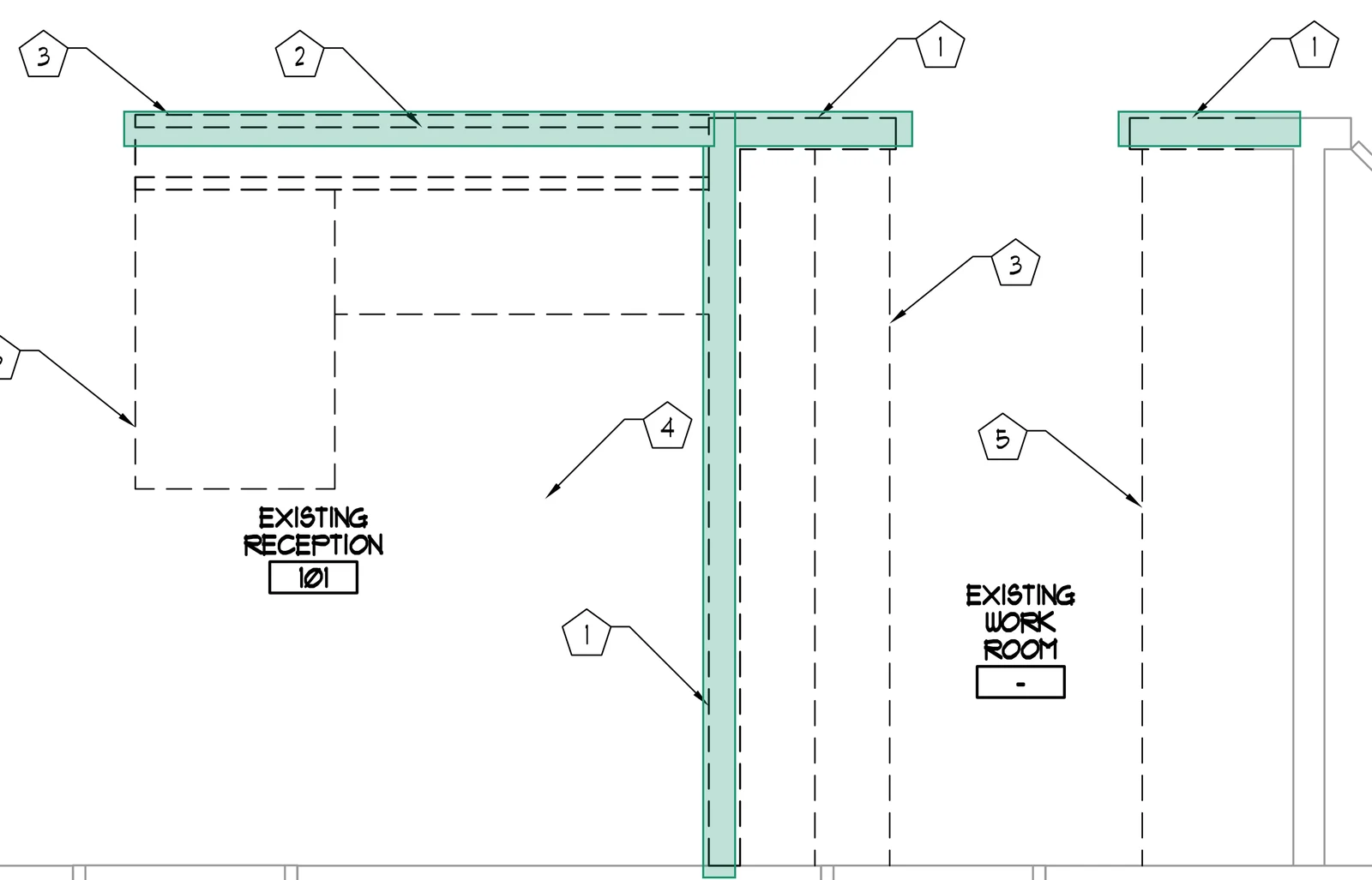The same crop with each wall detected as one continuous run